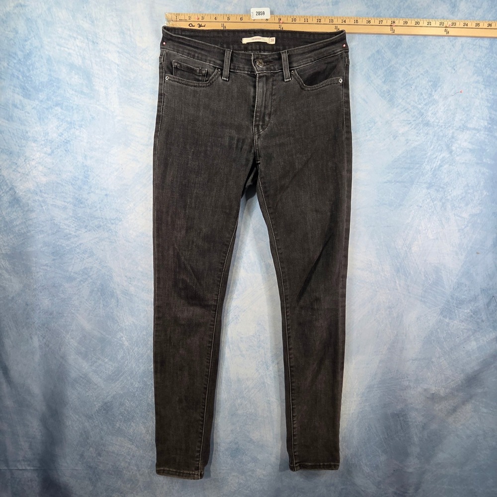 Levis 711 Skinny Jeans Womens 28 Faded Black Mid Rise Stretch Denim Pants